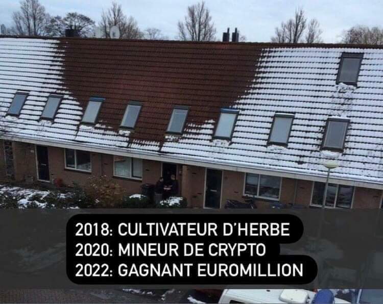 Household heating seen from roof in winter is